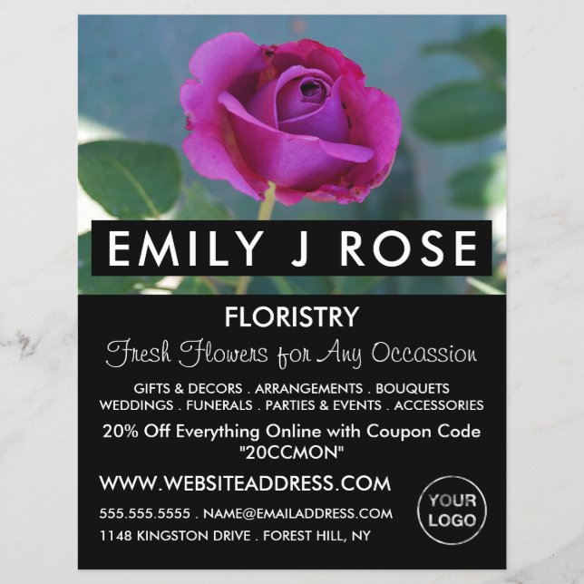 Lila Rose, Florist, Werbung in Florenz Flyer (Vorne)