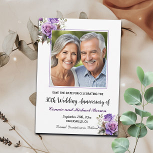 lila Rose Foto zum 30. Hochzeitstag Save The Date