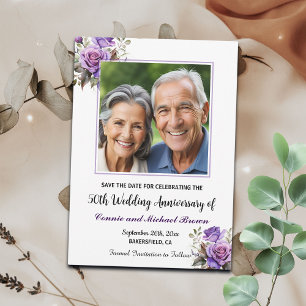 lila Rose Foto zum 50. Hochzeitstag Save The Date