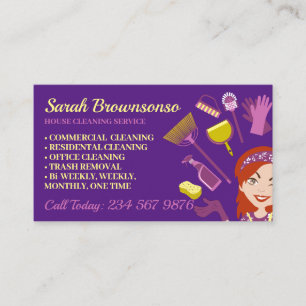 Lila Rose Frau Janitorial House Reinigung Visitenkarte