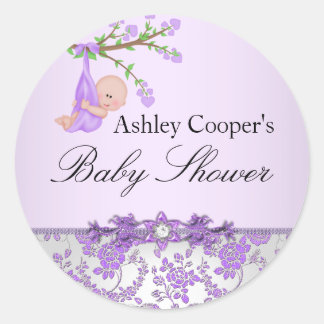 Lila Rose Garden Baby-Aufkleber Runder Aufkleber