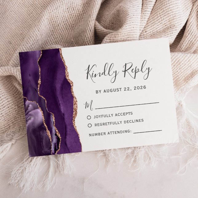 Lila Rose Gold Agate Wedding RSVP (Von Creator hochgeladen)