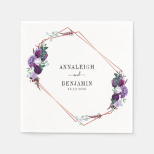 Lila Rose Gold Geometrische Rahmenschrift Serviette