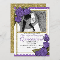 Lila Rose Gold Glitzer Quinceñera Geburtstag