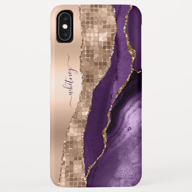 Lila Rose Gold Liquid Tinte Marmor Elegant Case-Mate iPhone Hülle (Rückseite)