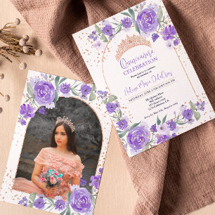 Lila Rose Goldmedaille Prinzessin Quinceanera Einladung