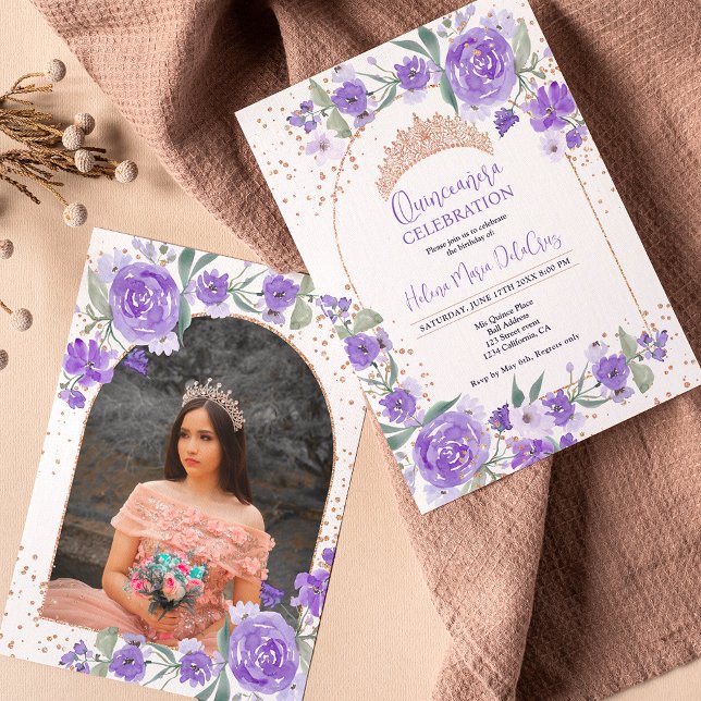 Lila Rose Goldmedaille Prinzessin Quinceanera Einladung (Von Creator hochgeladen)