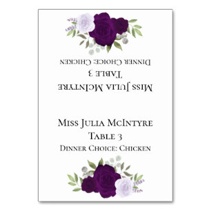 Lila Rose Hochzeit DIY Falten Platzkarte mit Mahlz Tischnummer