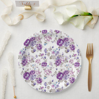 Lila Rose Lavender Blumengarten Party Hochzeit Pappteller
