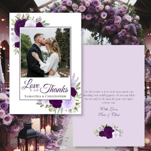 Lila Rose Liebe & Dank Foto Schriftliche Hochzeit Dankeskarte