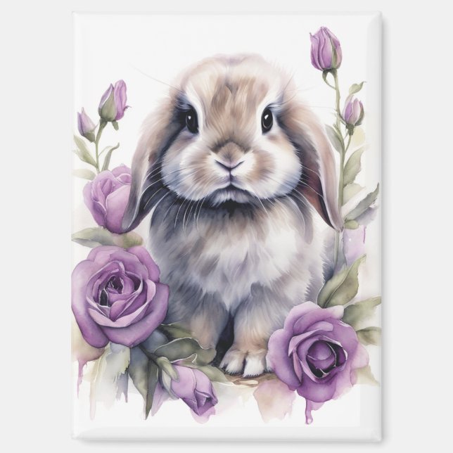 Lila Rose Love Oared Bunny Rabbit Magnet (Vorderseite)