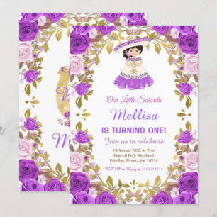 Lila Rose Mexikanisches Blumenmädchen Fiesta Gebur Einladung
