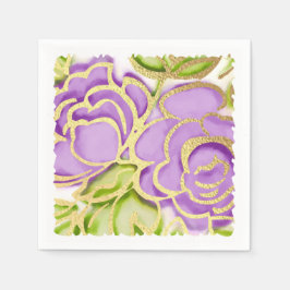 Lila Rose mit goldfarbenem Wasser Serviette