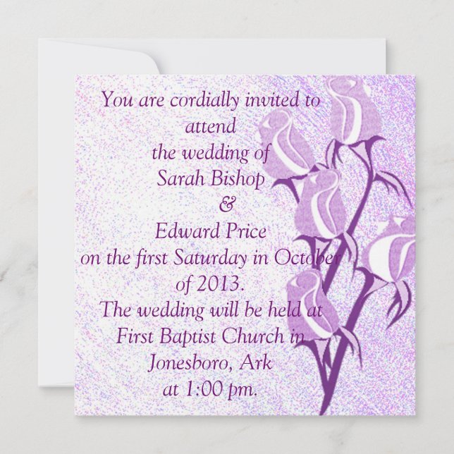 Lila Rose Personalisiert Hochzeitseinladungen Einladung (Vorderseite)