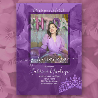 Lila Rose Quinceanera Foto Einladung