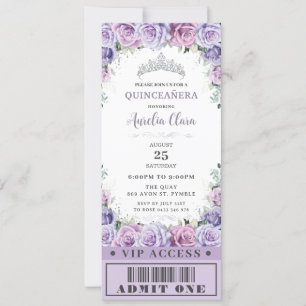 Lila Rose Quinceañera Sweet 16 VIP Ticket Einladung