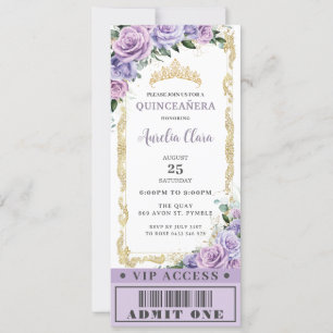 Lila Rose Quinceañera Sweet 16 VIP Ticket Einladung