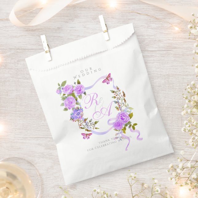 Lila Rose Ribbon Hochzeit Geschenktütchen (Ausgeschnitten)