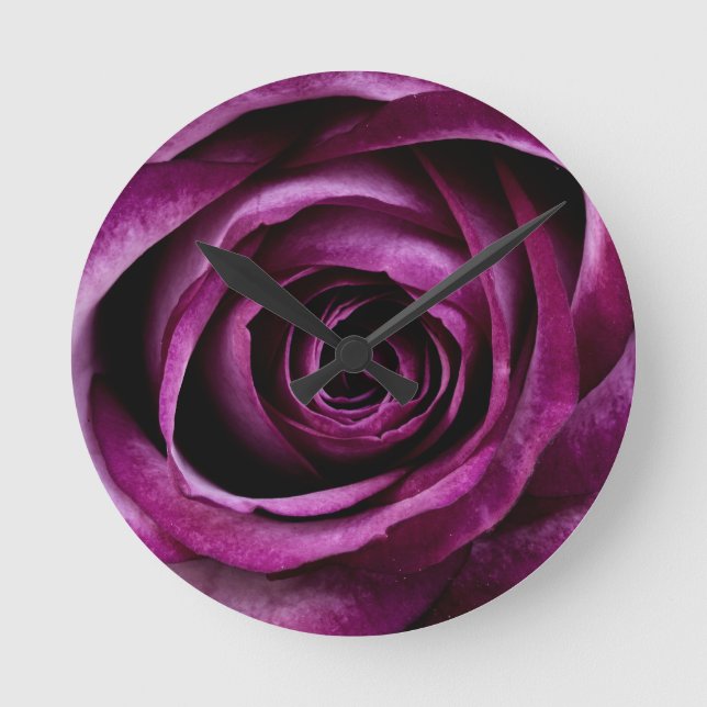 Lila Rose Runde Wanduhr (Vorderseite)