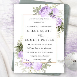 Lila Rose Rustikale Hochzeit Einladung
