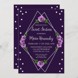 Lila Rose Silver Geometric Sweet 16 Einladung