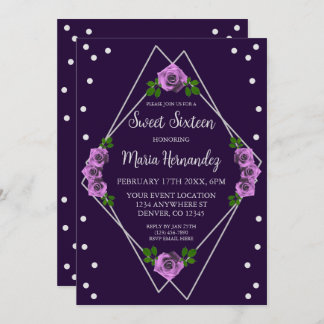 Lila Rose Silver Geometric Sweet 16 Einladung