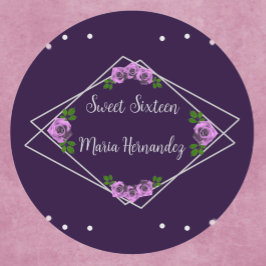 Lila Rose Silver Geometric Sweet 16 Runder Aufkleber