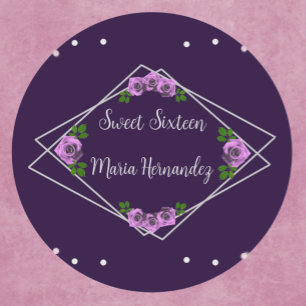 Lila Rose Silver Geometric Sweet 16 Runder Aufkleber