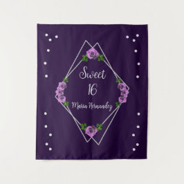 Lila Rose Silver Geometric Sweet 16 Wandteppich