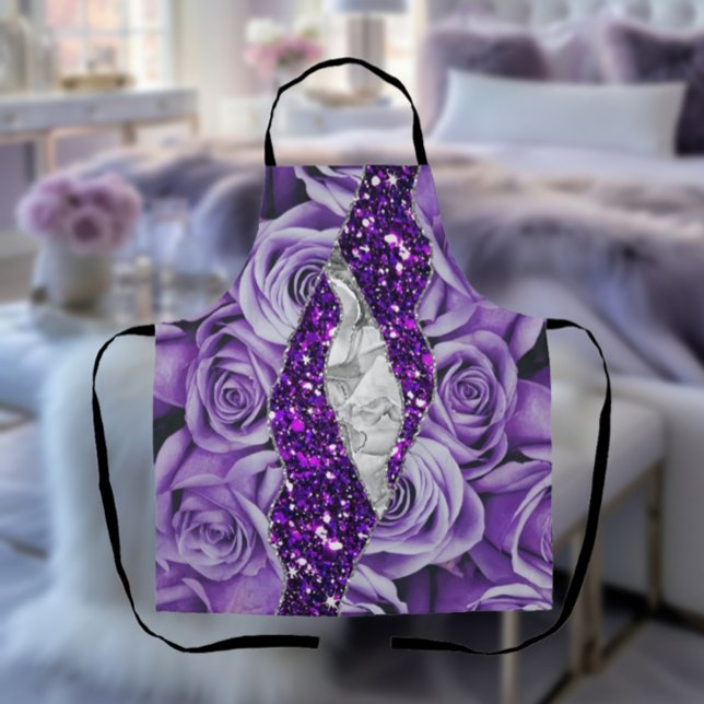 Lila Rose Silver Luxury Elegant Liquid Texture Schürze (Von Creator hochgeladen)