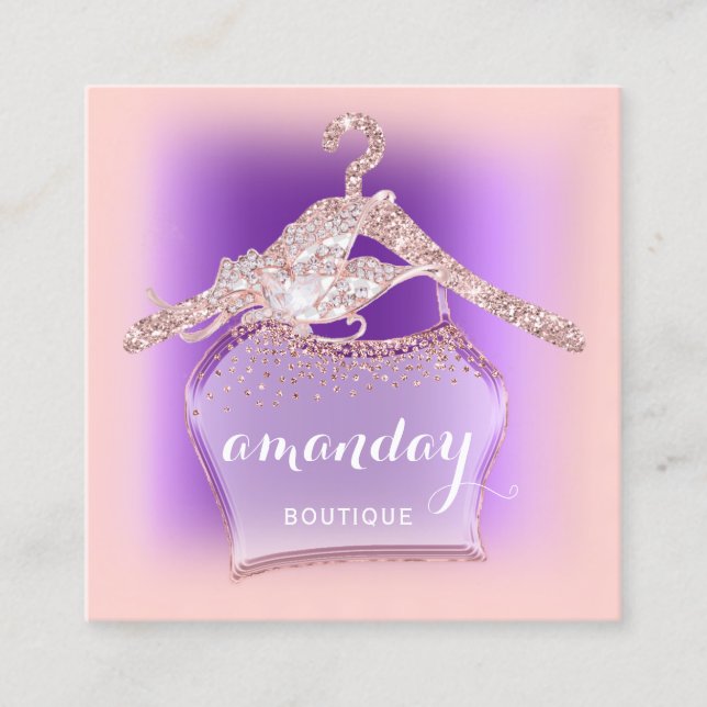 Lila Rose Tuch Hanger Fashion Boutique Quadratische Visitenkarte (Vorderseite)