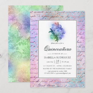 Lila Rose und Damask Quinceañera Einladung