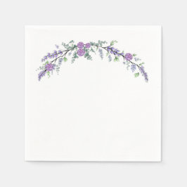 Lila Rose und Eukalyptus Serviette