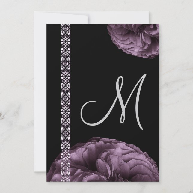 Lila Rose- und Hochzeitsankündigungen Einladung (Vorderseite)