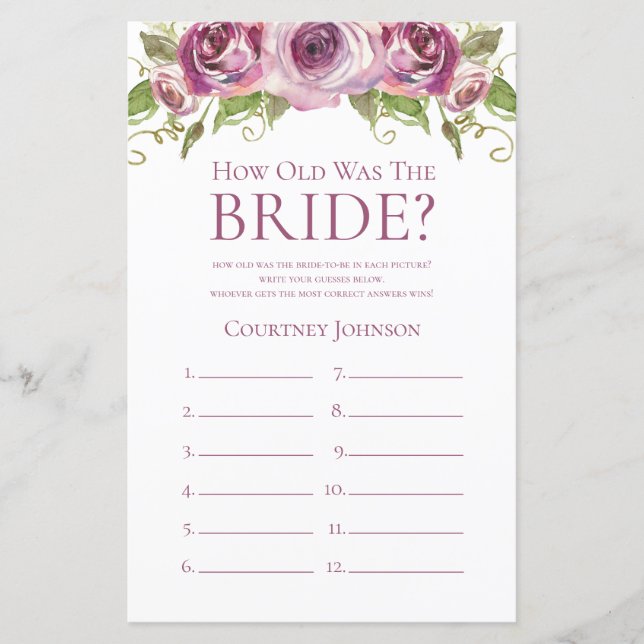 Lila Rose, wie alt die Braut war (Vorderseite)