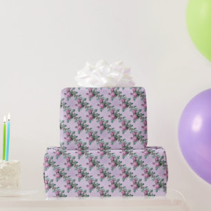 Lila Rose zu Lavendel- und Weißpolka-Punkten Geschenkpapier