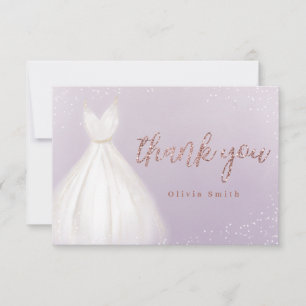 Lila roségold glitzerkleid Quinceañera Dankeskarte