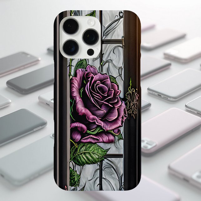 Lila Rosen am Fenster - gothischer Stil Case-Mate iPhone Hülle (Von Creator hochgeladen)