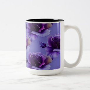 Lila Rosen-Blumenmuster-Kaffee-Tasse Zweifarbige Tasse