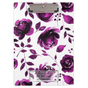Lila Rosen Botanischer Glamour Floral Personalisie Klemmbrett