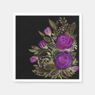Lila Rosen des Watercolor Serviette