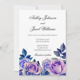 Lila Rosen Hochzeitseinladung. Wasserfarbe floral Einladung