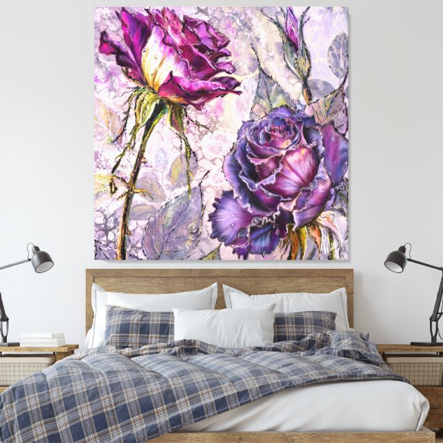 Lila Rosen Leinwanddruck (Insitu (Schlafzimmer))