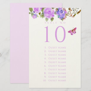 Lila Rosenband-Monogramm-Hochzeitsgästeliste Briefpapier