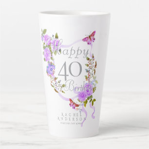 Lila Rosenband zum 40. Geburtstag Milchtasse
