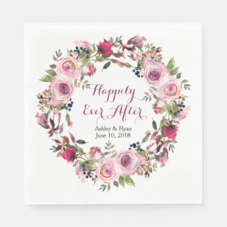 Lila Rosenblütenhochzeit Serviette