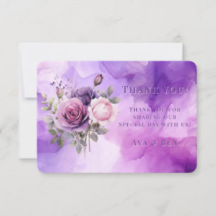 Lila Rosengarten Hochzeit Dankeskarte