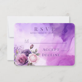Lila Rosengarten Hochzeit RSVP Karte