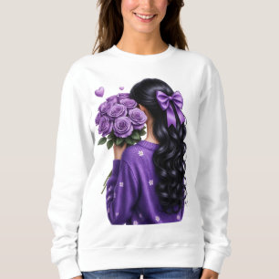 Lila Rosenstrauß Mädchen Digitale Kunst Sweatshirt