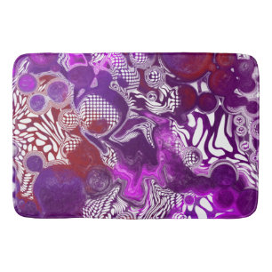 Lila Rot Abstrakt Moderne Fluid Art Marmor Badematte